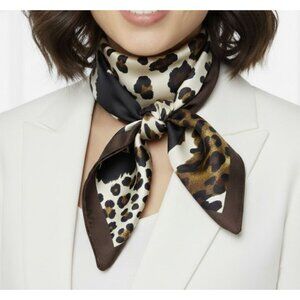 ⭐Luxury Satin Scarf Silky Leopard Cow Animal Print Bandana Black Brown Chic Gift